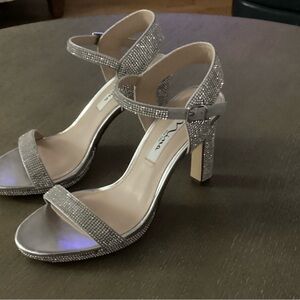 Nina Silver Rhinestone Heels